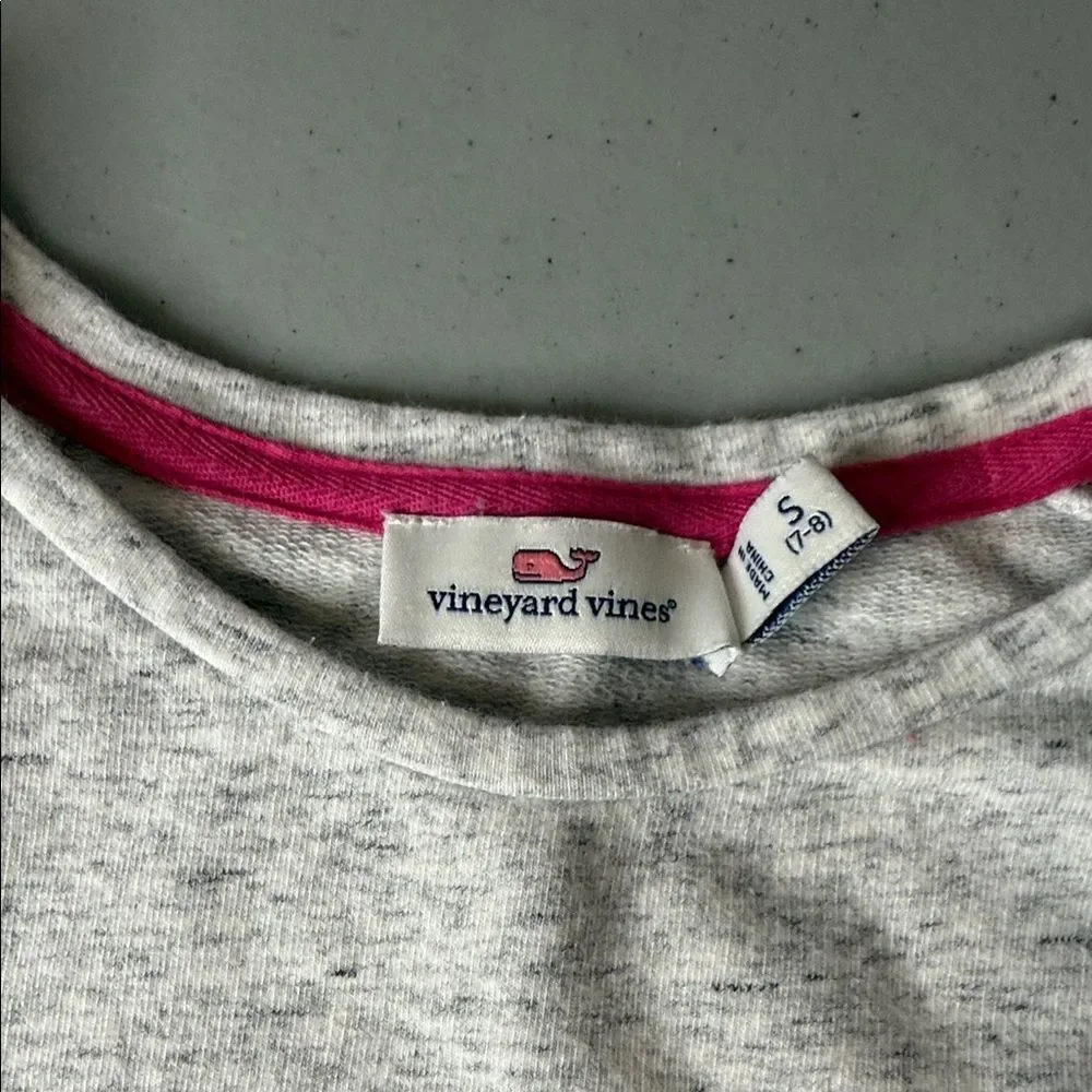Vineyard Vines Gray and Pink Plaid Long Sleeve Dress